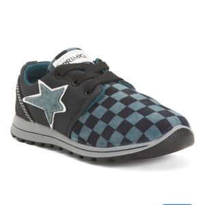 Primigi Boys Blue Checkered Star Sneakers Running Shoes Kids Size 27 US 10 NEW